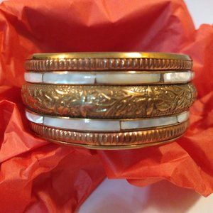 Vintage Brass & Mother of Pearl Bangle